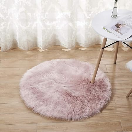 Inmozata Fausse Fourrure En Peau De Mouton Tapis Rond Fluffy Tapis Galette De Chaise Tapis Doux Zone Tapis Pour Le Salon Chambre à Coucher Canapé