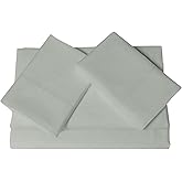 Tribeca Living Luxury 800 Thread Count King Sheet Set, 100% Egyptian Cotton Sateen, Deep Pocket Sheets, Soft & Breathable, Elegant Hemstitched Design - Silver Grey