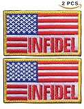 Tactical USA Infidel Flag Patch with Velcro 2 Pieces by Aidonger (Red)