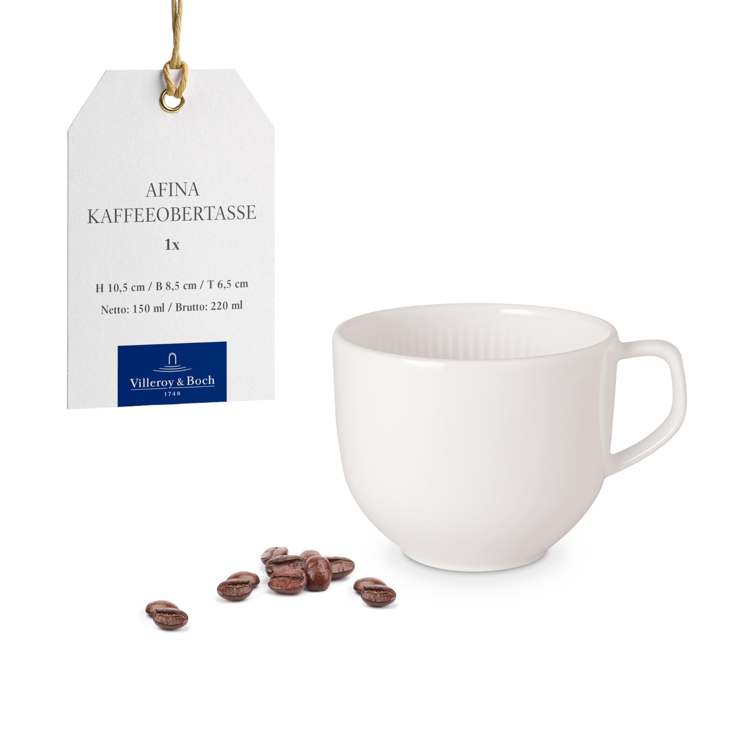 Villeroy & Boch - Afina Coffee Upper Cup Made of Premium Porcelain, Cup for Coffee and Tea, Made in Germany, Dishwasher and Microwave Safe, Stackable, White