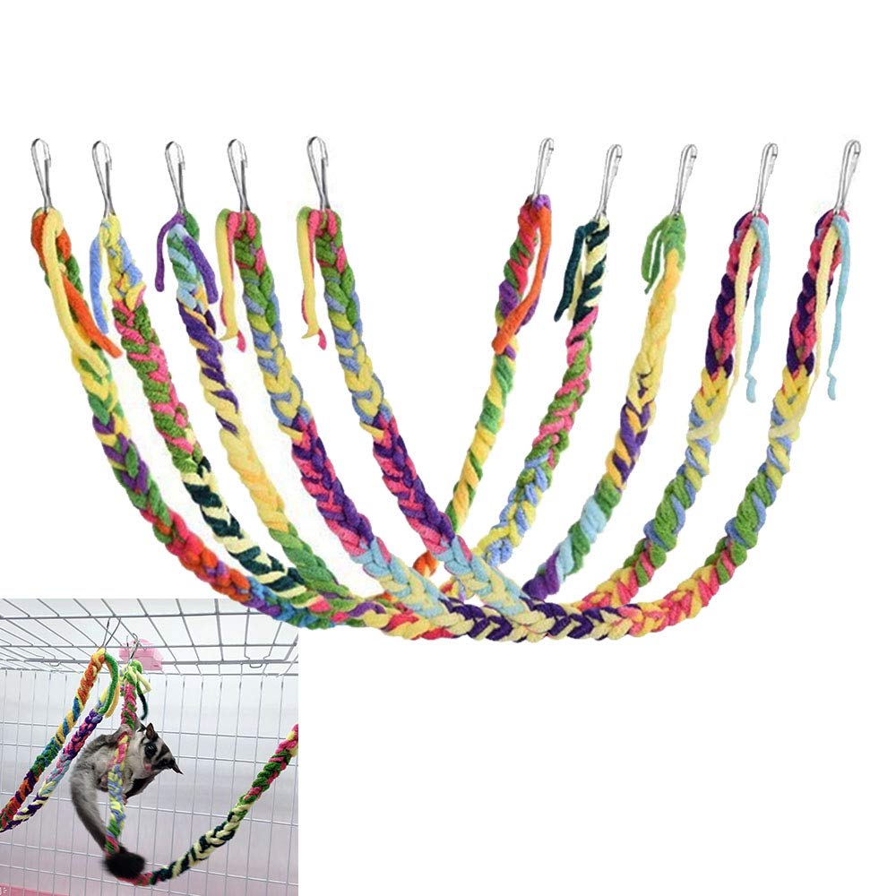 RIOUSSI Handmade Sugar Glider Toys for Climbing/Exercising/Jungle Exploration, Hanging Toy Cage Accessories, Rat Toys, Bird Rope Perch Swing Toy