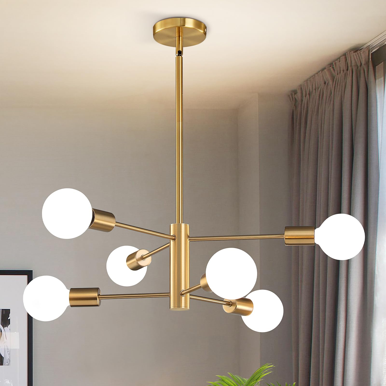 RUIYEY Modern Sputnik Chandeliers Light, 6-Light