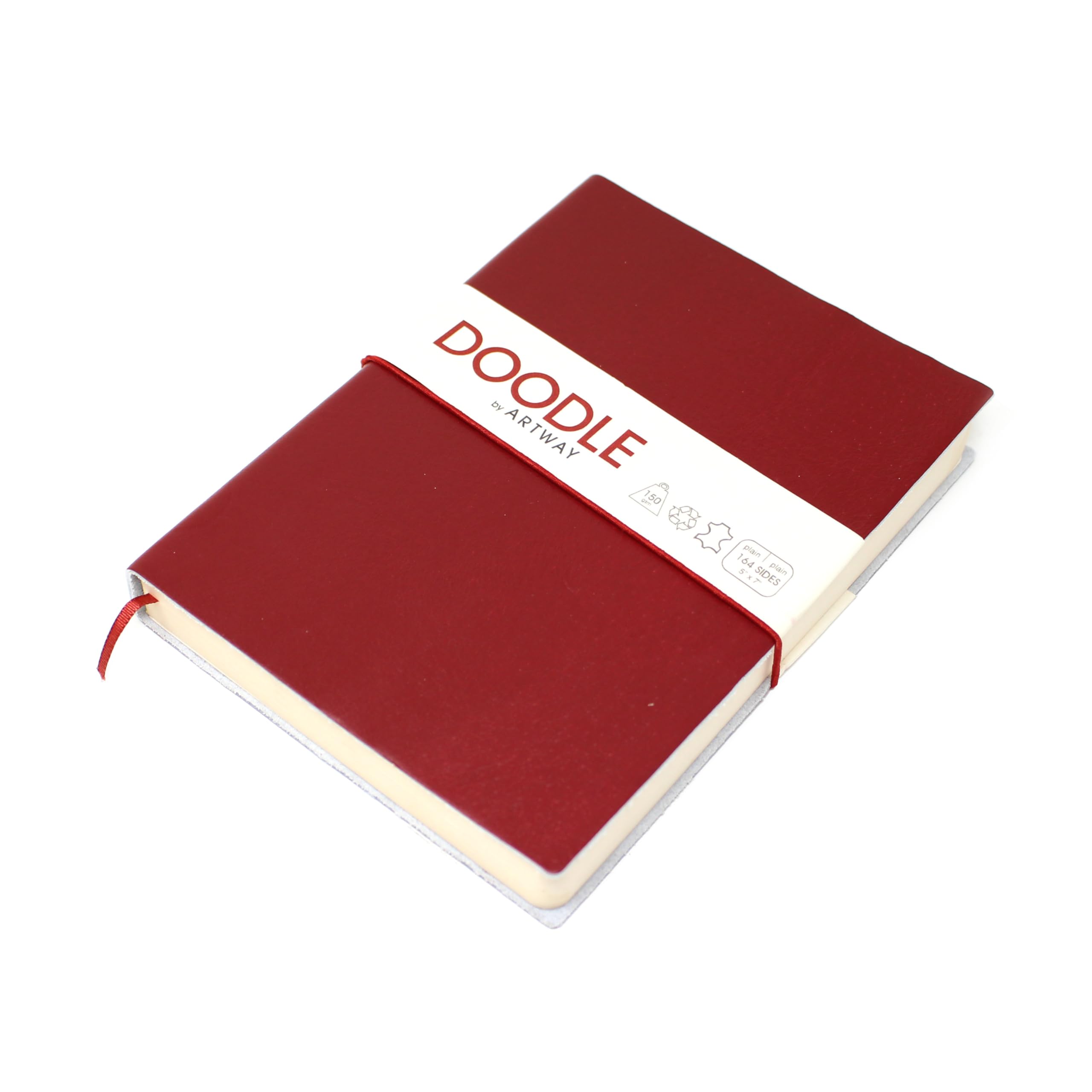 Artway Indigo Doodle – Chilli Red Leather Sketchbook/Notebook – 175mm x 125mm - 164 Sides/82 Pages of 150gsm Cartridge Paper