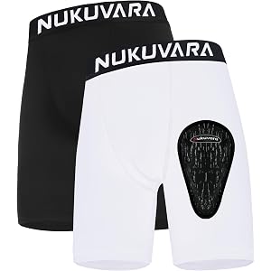 Nukuvara Boys Youth Baseball Cup Underwear Kids Football Compression Shorts with Soft Protective Athletic Cup Boxer Briefs