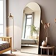 Otlsh Floor Mirror, 58"×18" Arched Full Length Mirror with Stand, Standing Mirror, Full Body Mirror, Large Mirror, Arched Wall Mirror, Freestanding, Aluminum Frame - Gold