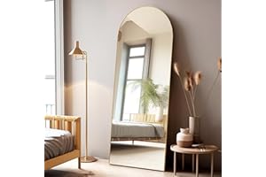 Otlsh Arched Floor Mirror, 58"18" Full Length Mirror with Stand, Freestanding, Aluminum Frame - Gold