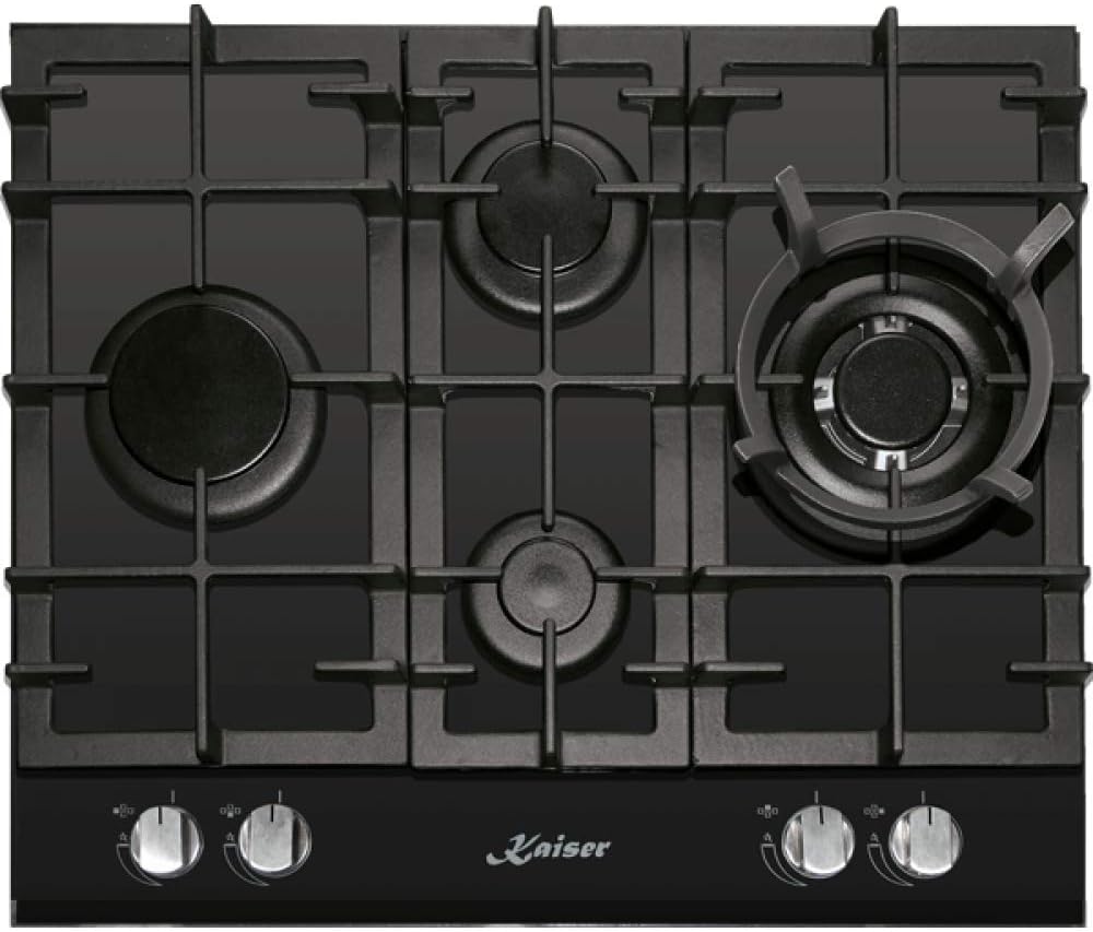 Kaiser KCG 6394 Turbo, plaque de cuisson au gaz 60 cm, verre noir