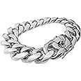 Bling Cartel Men's Solid Stainless Steel Bracelet Silver 18MM Thick Heavy Miami Cuban 8.5” inch
