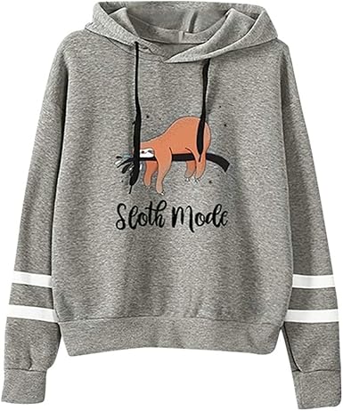 Amazon Com Hoodie Women Cute Sloth Mode Lazy Print Sloth Long