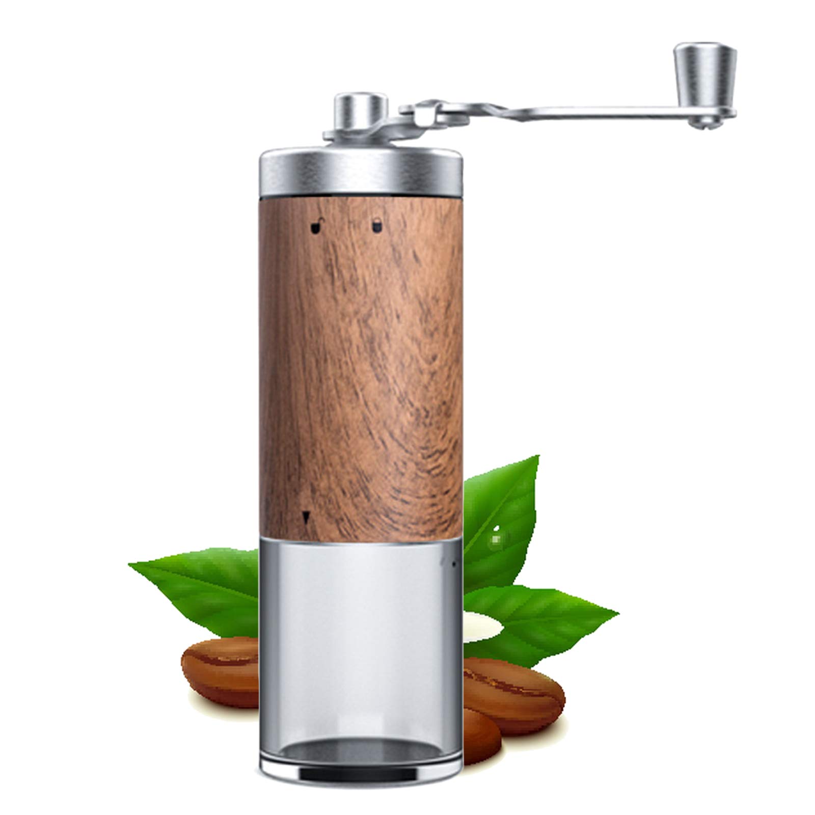 Manual Coffee Grinder, Hand Coffee Grinders, Stainless Steel Small Household Coffee Hand Grinder with Wood Grain for Grinding Coffee Beans, Grains, Spices, Nuts, Tablets
