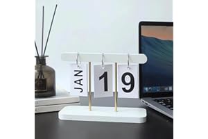 Desktop Perpetual Calendar, Reusable Wooden Flip Calendar, Countdown Desktop Accessory for Office & Living Room Decor