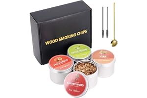 Wood Smoking Chips Kit With Spoon For Smoking Gun,4 Pack 16Oz Natual Flavors Cocktail Smoker Wood Chips,Smoking Chips Set Saw