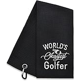 Hafhue World's Okayest Golfer Embroidered Golf Towel, Golfer Accessories for Men Women, Golfs Gifts for Men Women, Retirement Gifts for Dad Grandpa Golfs Lover Fan