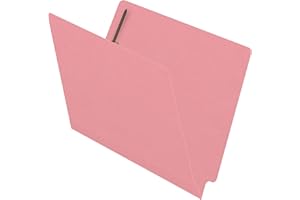 ECOM FOLDERS 14 pt Color Folders, Full Cut 2-Ply End Tab, Letter Size, 2 Fasteners in Pos #1 & #3, Pink (Box of 50)