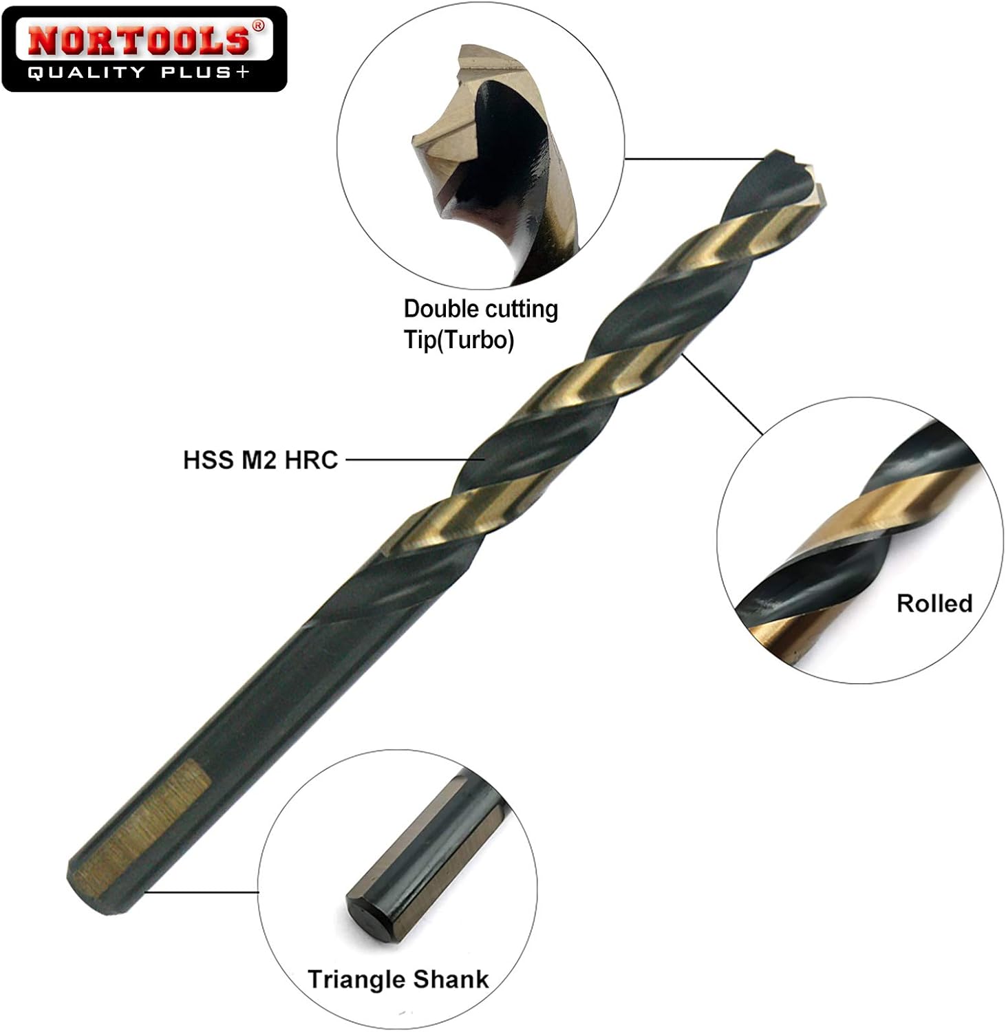NORTOOLS Drill Bit Sets,25 PCS M2 Turbo HSS-G Metal Drill Bits with Triangle Shank,Self-Centering 135° Tip for Metal,Stainless Steel,Copper(1.0-13mm) x0.5mm - Image 3