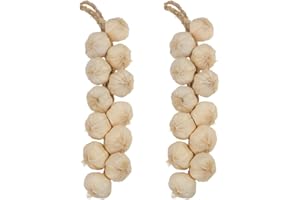 Garneck 2Pcs Fake Garlic Ornament Artificial Hanging Garlic String Decor Simulation Vegetable Photo Display Props for Home Kitchen Office Harvest Decoration