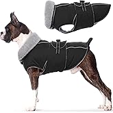 Lelepet Warm Dog Coat Reflective Dog Fleece Vest Waterproof Jacket Windproof Winter Cold Weather Coats with Adjustable Buckle Jackets for Large Dogs, Black, L