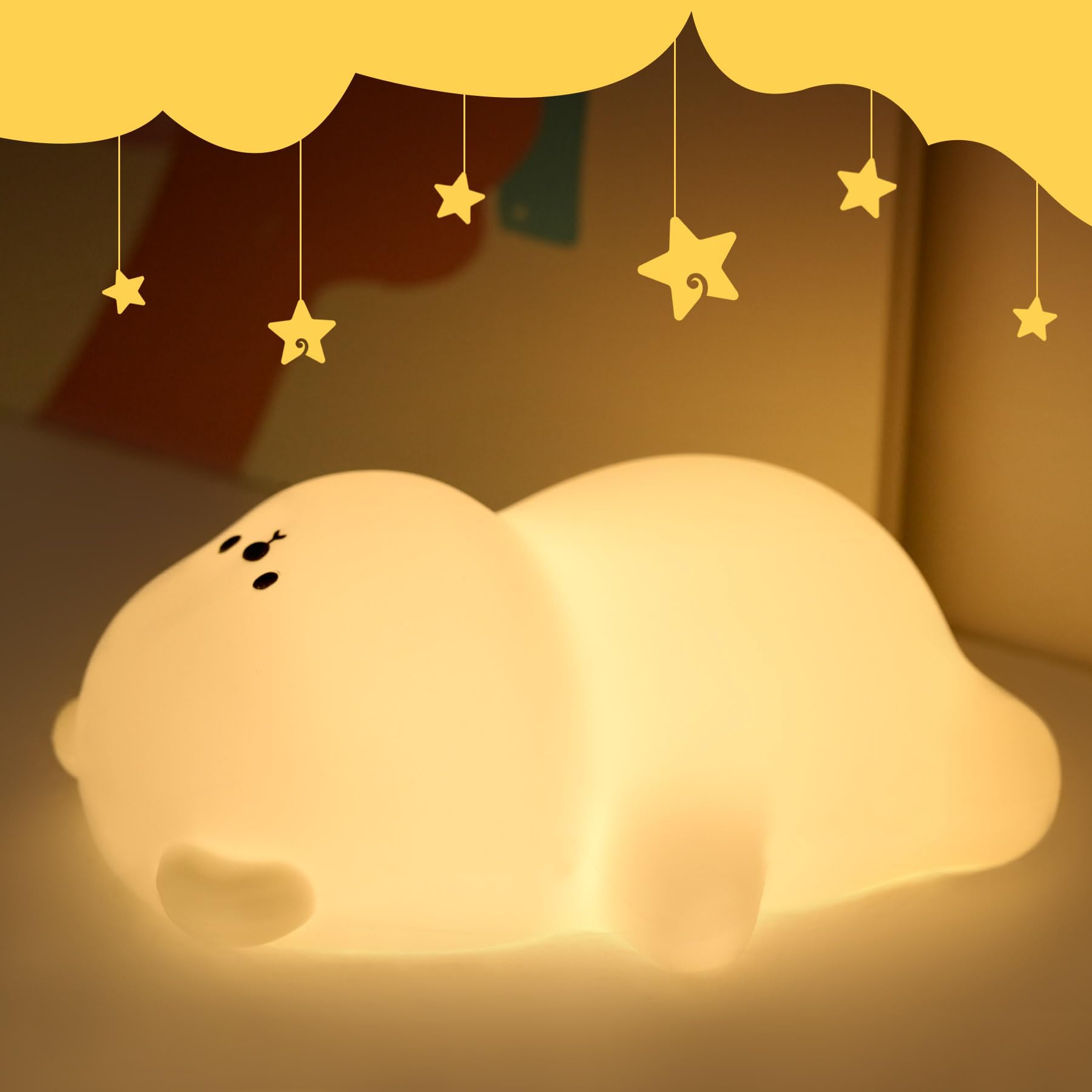 IHALO Cute Bear Night Light, Gift for Adults Teens and Babies, Decorate Kids' Bedroom with Cute Silicone Bear Nightlights, Great Ambience Light for Camping Party Room Decor