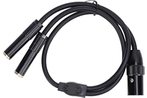 3Pin XLR Male to Dual 6.35mm Female Y Splitter Cable, XLR to Dual 1/4 Inch Stereo Converter Cable with Gold Plated Connectors