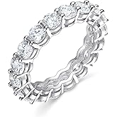 Gemsme 18K White Gold Filled Cubic Zirconia Eternity Band Ring for Women Size 5-10