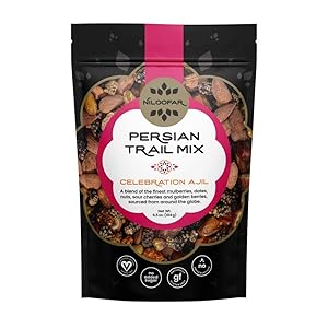 Niloofar Persian Trail Mix | Organic, Gluten Free, Certified Vegan Persian Snacks Superfood | With Mulberries, Dates, Pistachios, Sour Cherries, Other Organic Ingredients | Celebration Ajil - 1 Bag