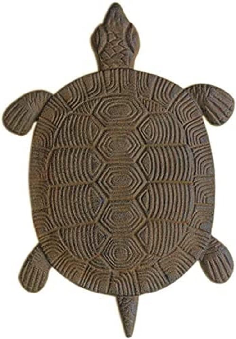 Hardscaping Materials - Comfy Hour Antique and Vintage Ocean Collection Cast Iron Garden Stepping Stone - Turtle, Color Brown