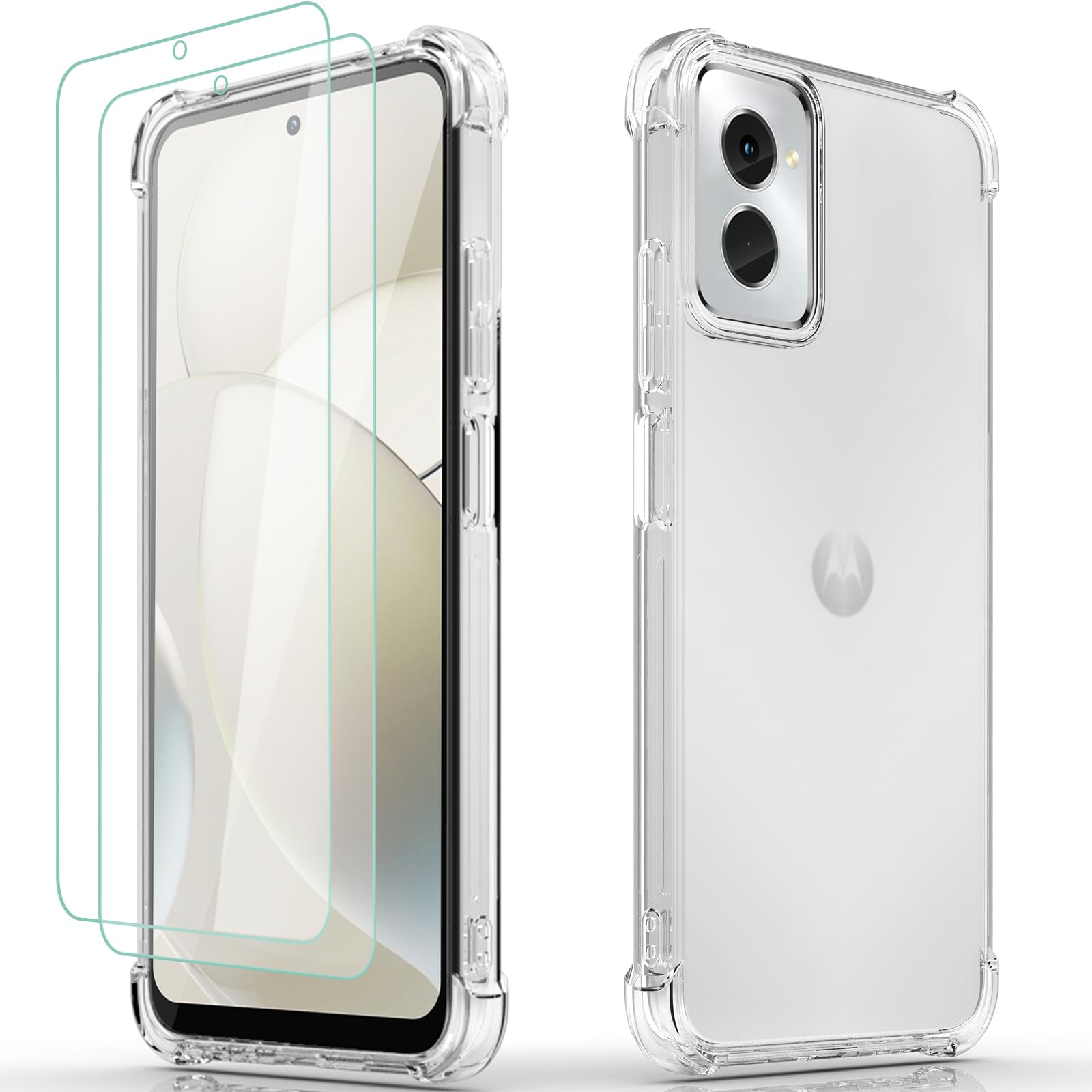Photo 1 of for Moto G Power 5G 2024 Case: Clear with 2pcs Screen Protector Reinforced Corners TPU Shock-Absorption Flexible for Motorola Moto G Power 5G 2024 Phone Case-Clear