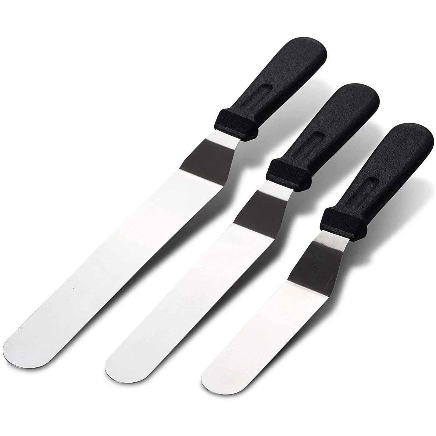 GreeSuit Stainless Steel Palette Knife Set of 3, Angled Spatula for Baking, Cake Decorating, Smoothing Icing and Cooking, Frosting Pastries, Cupcake