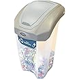 Glasdon Nexus 8G C-Thru Battery Recycling Bin (Transparent, Blue Sticker) – 8-Gallon Battery Disposal Bin – Small Battery Recycling Container with Grey Flip Lid