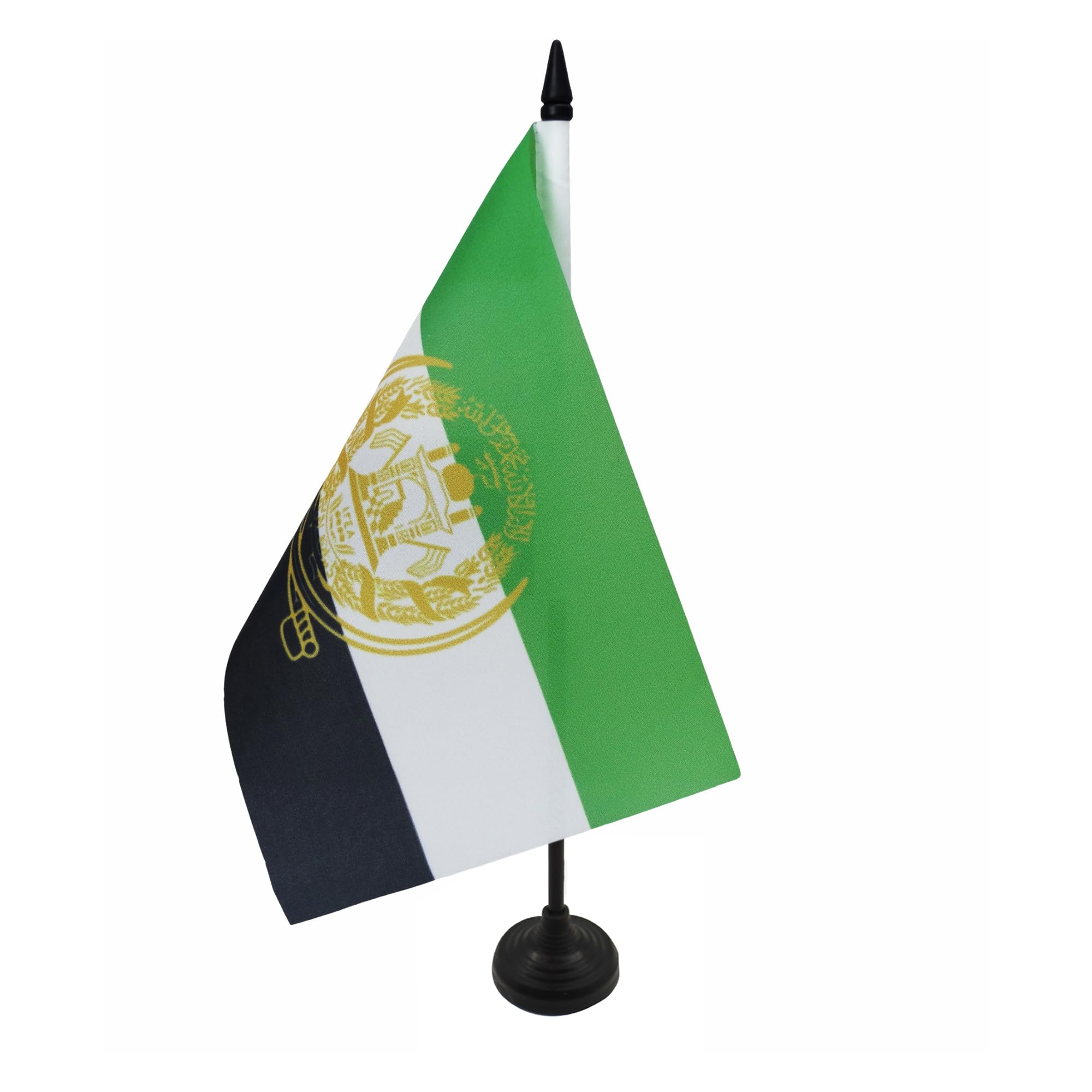 AZ FLAG Afghanistan 2001-2002 Table Flag 5'' x 8'' - Afghan Office Decoration 100% Polyester 21 x 14 cm - Mini Desk Flag with Pole and Black Plastic Base