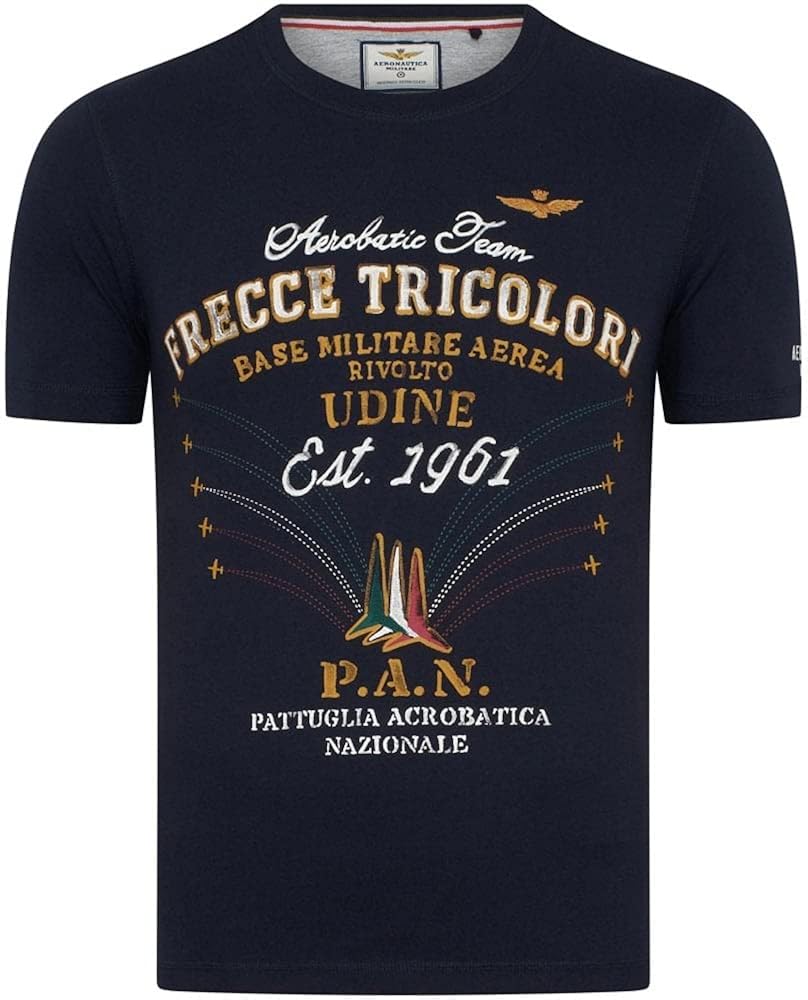 Aeronautica Militare Print T-Shirt Slim Fit Blue L: Amazon.co.uk: Clothing