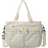 Corduroy Tote Bag for Women, Large Shoulder Messenger Bag with 10 Pockets, Casual Crossbody Work School Travel Handbag