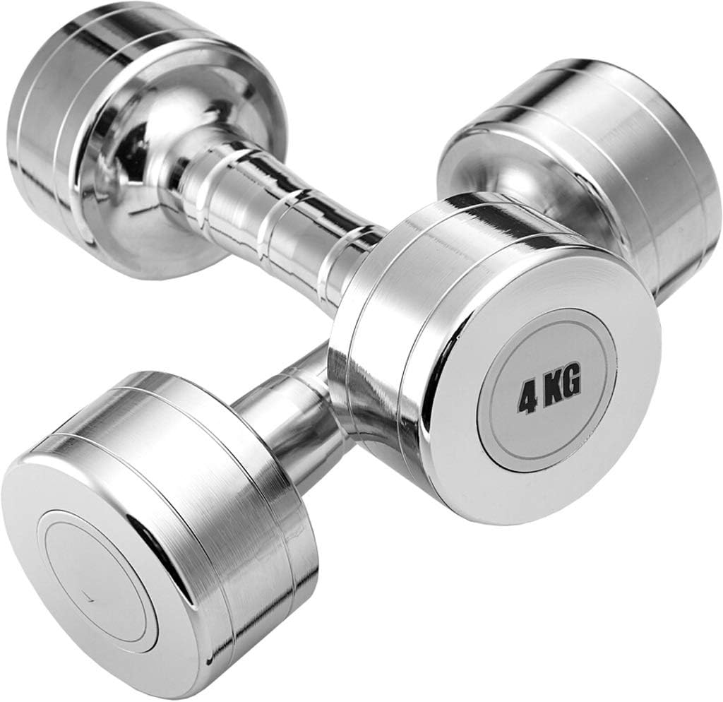 Liudan Dumbbell Electroplated Dumbbell 4kg 2 Home Fitness Sports Muscle Building Man Integrated Bamboo Design Silver Fitness Dumbbell