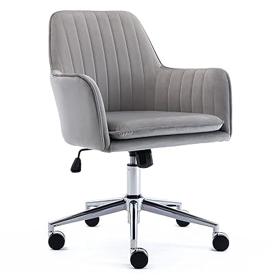 Buy Ardico Home Office Chair With Middle Back Modern Design Velvet Desk Task Chair With Arms In Study Bedroom Grey Online In Kazakhstan B08cdcmc19