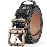 BISON DENIM Men's Genuine Leather Casual Belt, Classic Western Cowboy Dress Belts