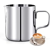 HULISEN Milk Frothing Pitcher, 6.8oz/200ml Stainless Steel Frother Cup | Small Steaming Pitcher for Espresso Machine, Latte Art Pour Cup, Measurement Markings, Dishwasher Safe