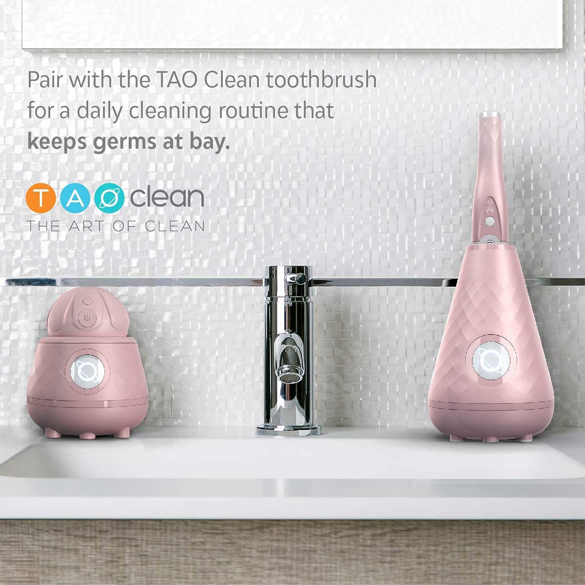 TAO Clean Ona Diamond Orbital Facial Brush and Cleansing Station – Suave Mauve – Electric Face Cleansing Brush with Ergonomic Handle, Dual Speed Settings