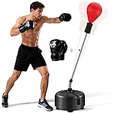Punching Bag with Stand, Reflex Bag with Boxing Gloves, Boxing Bag for Teens and Adults, Height Adjustable - Speed Bag for Training, Boxing Equipment, Sturdy Base for Stress Relief & Home Fitness