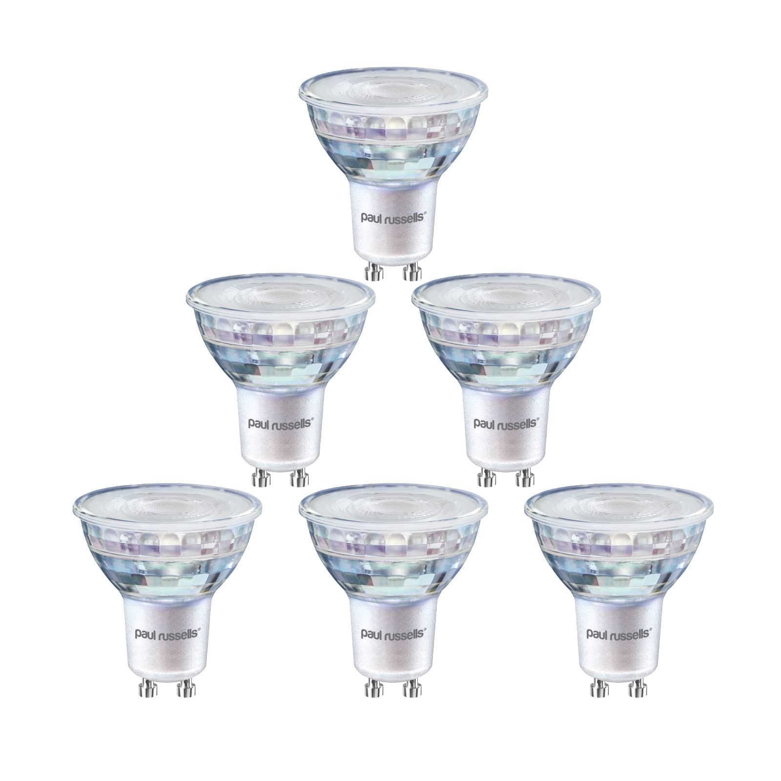 paul russells GU10 LED Bulbs, 5.5W 550lumens, 75Watt Equivalent GU10 Spotlight Bulbs Replacement, 36° Narrow Beam, Bright Warm White 2700K, No Flickering, Energy Saving Non-Dimmable, 6 Packs