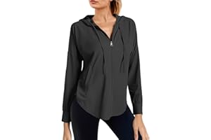 Fisoew Womens Athletic Jacket Hoodie Zip Up Cropped Lightweight Jackets UPF 50+ Sun Protection Long Sleeve Workout Shirt