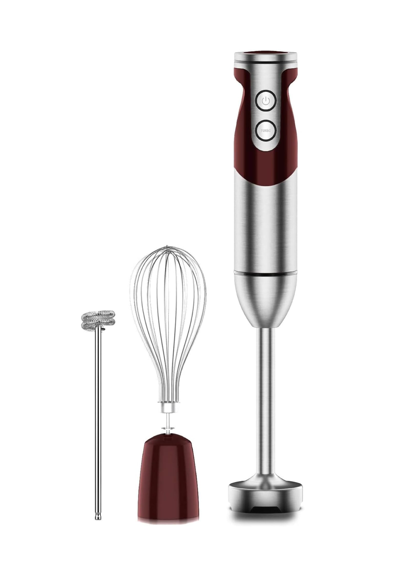 Photo 1 of 3- in-1 Immersion Hand blender, Powerful MOTOR & Stainless Steel Stick Blender, 4 Sharp Blades with Whisk, Milk Frother Attachments