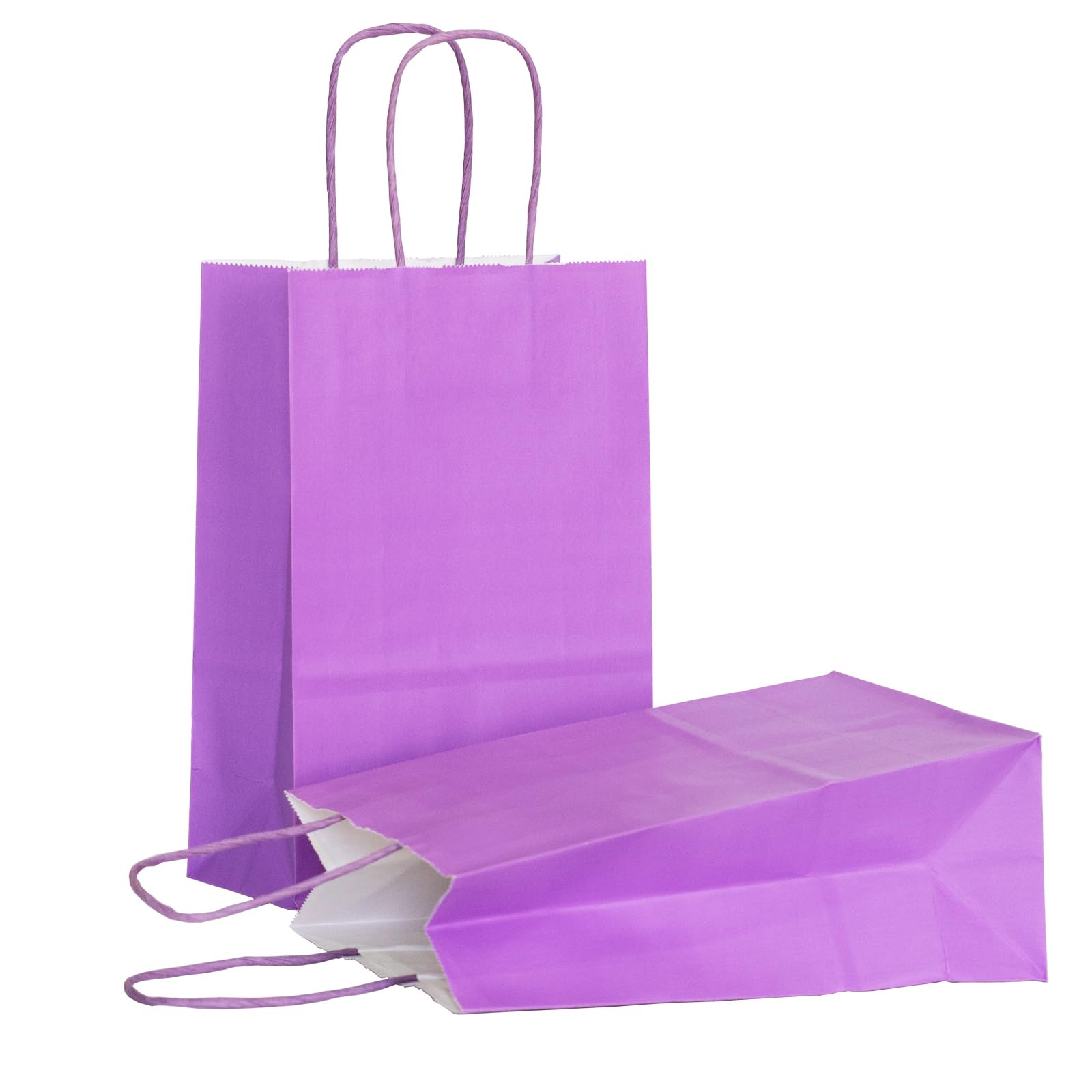 AZOWA Purple Gift Bags Small Size Kraft Paper Bags with Handles (21 x 13 x 8 CM, Purple, 25 Pcs)