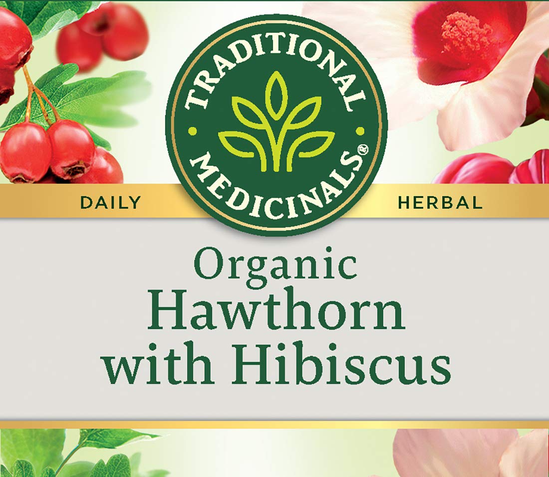 Traditional Medicinals Organic Hawthorn with Hibiscus Herbal Tea, 16 Tea Bags: Grocery & Gourmet Food