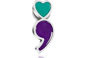 RHUNGIFT 6/12/50/100/Pcs Semicolon Mental Health Suicide prevention awareness Lapel pins Bulk Metal Purple & Teal Ribbon pin Souvenir Series Gifts