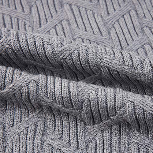 RAISEVERN Maglione Uomo Lavorato a Maglia a trecce Maglione Dolcevita Grigio Manica Lunga Casual Tinta Unita L
