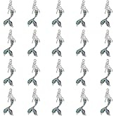 Hobbspring 20Pcs Mermaid Charms 1.5 Inches Alloy Ocean Pendants Blue Rhinestone Mermaid Pendant 1.6mm Hole for DIY Craft and Earring Necklace Jewellery Making