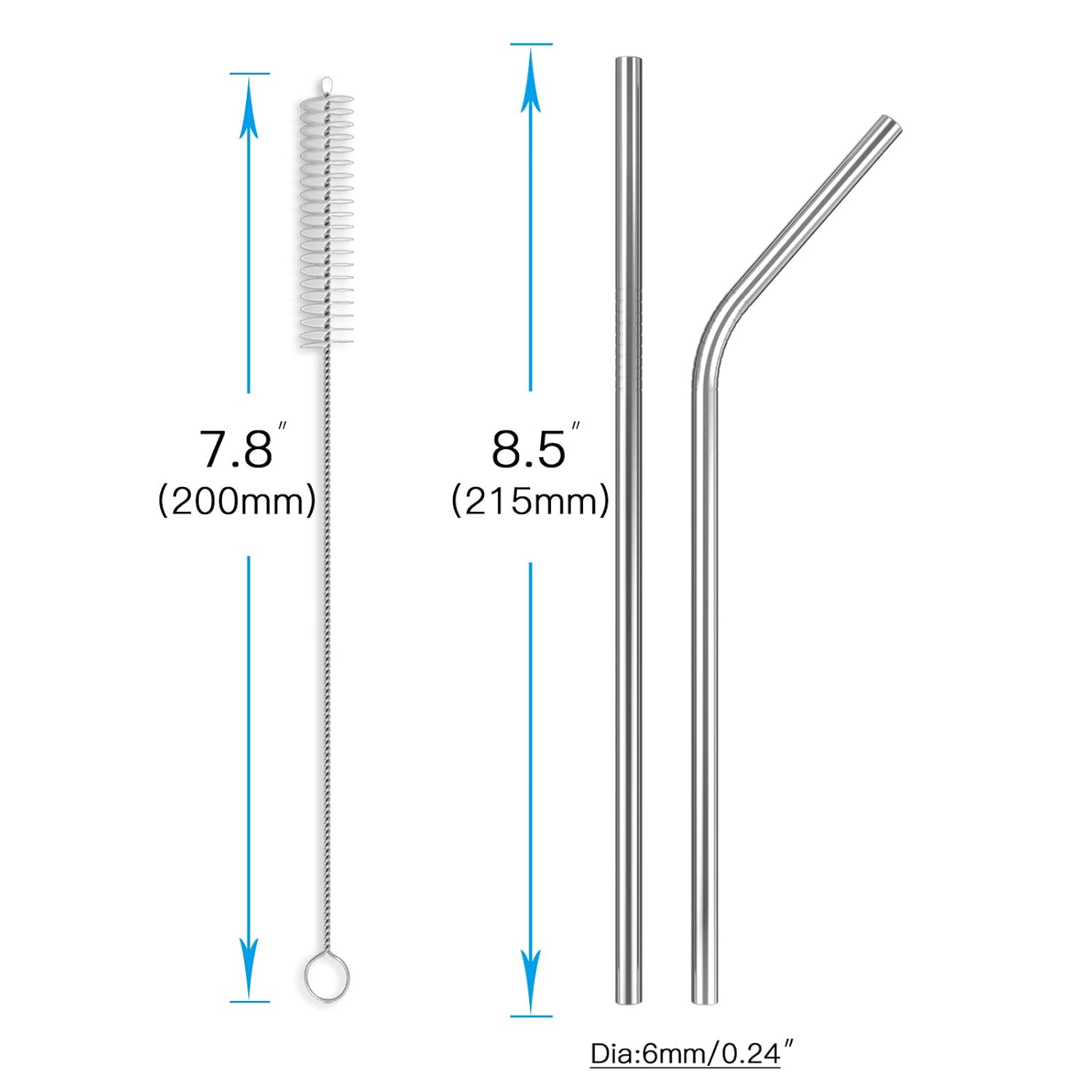 Pailles réutilisables LOVEXIU Pailles Metal 6 PCS Paille INOX Stainless Reutilisable Paille