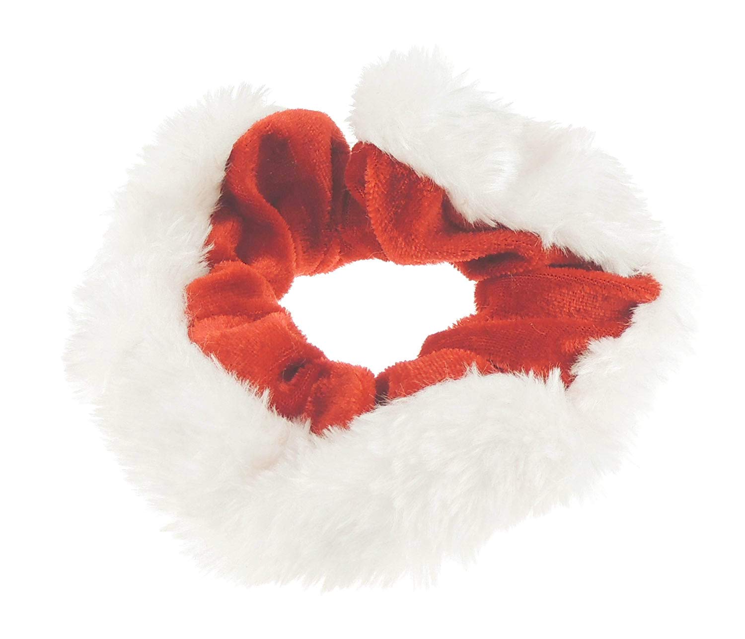 Womens Girls Velvet Red & White Santa Mrs Claus Fabric Evening Christmas Party Bag Ponio Hair Tie Up Back Elastic Accessories Bobbles Ponytail Holder Rubber Bands