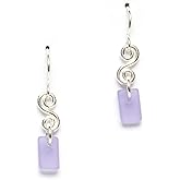 Sea Glass Curve Earrings - Sterling Drop Earrings by EcoSeaCo, using recycled and sustainable material. Handmade in the USA