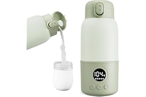 HASLIFE Portable Bottle Warmer for Travel, 2-Min Fast Heating Baby Bottle Warmer,12.8oz Formula Container to Go for Breastmilk, Formula Dispenser with Long-Lasting Keep Warm Function